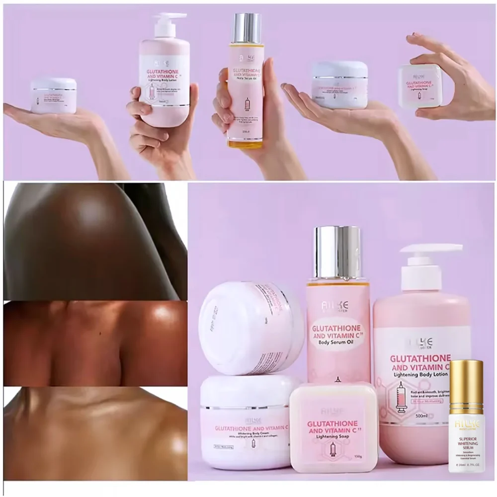 AILKE Whitening Remove Black Spots Facial Skin Care Lotion Moisturizing Cream Body Glutathion Vitamin C Black Skin Face New Set - Image 3