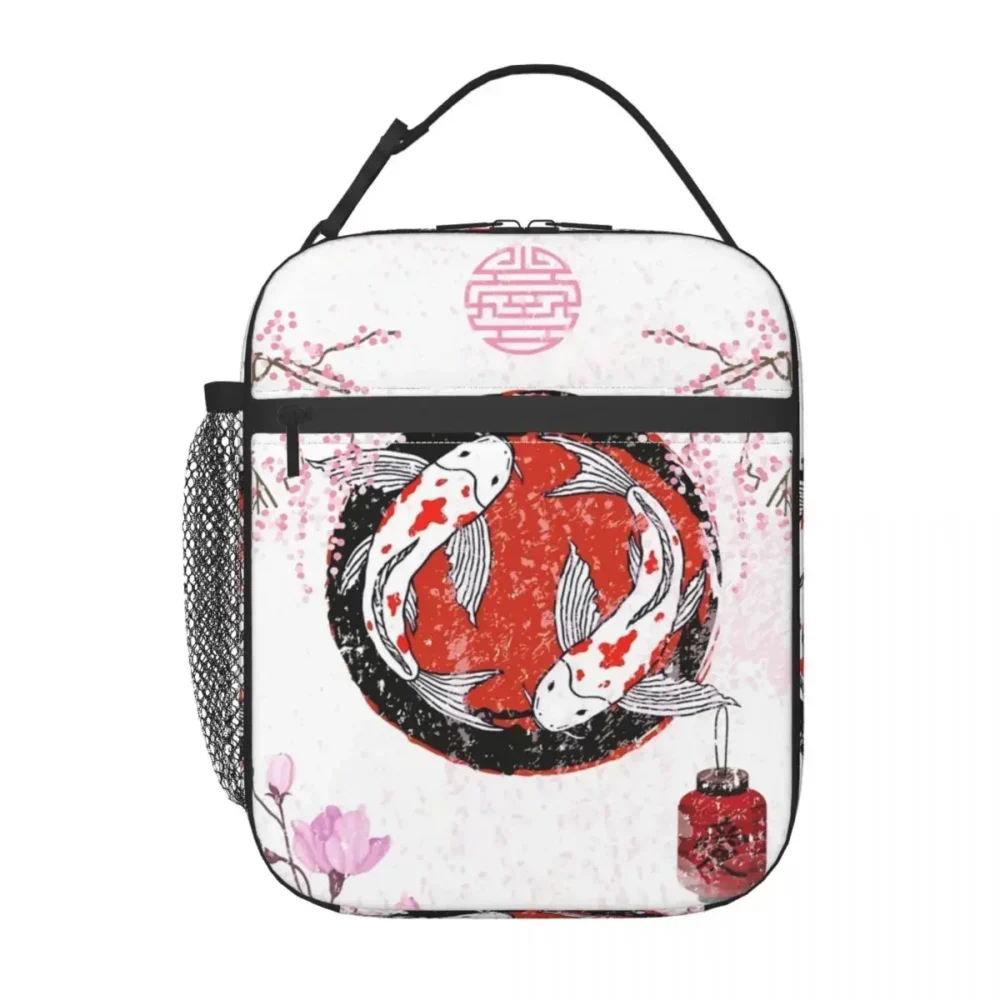 Cherry Blossom Koi Carp Fish Accessories Insulated Lunch Tote Bag For Office Food Container Portable Thermal Cooler Lunch Box - Image 3