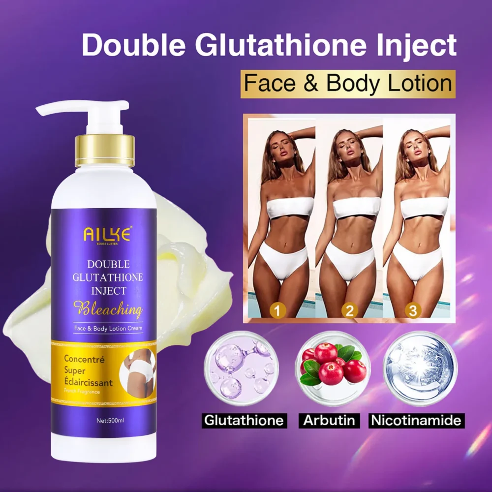 AILKE Bleaching Skin Care, With Double Glutathione, Lightening, Moisturizing, Remove Dark Spots, Melanin, Skin Glowing Face Care - Image 4